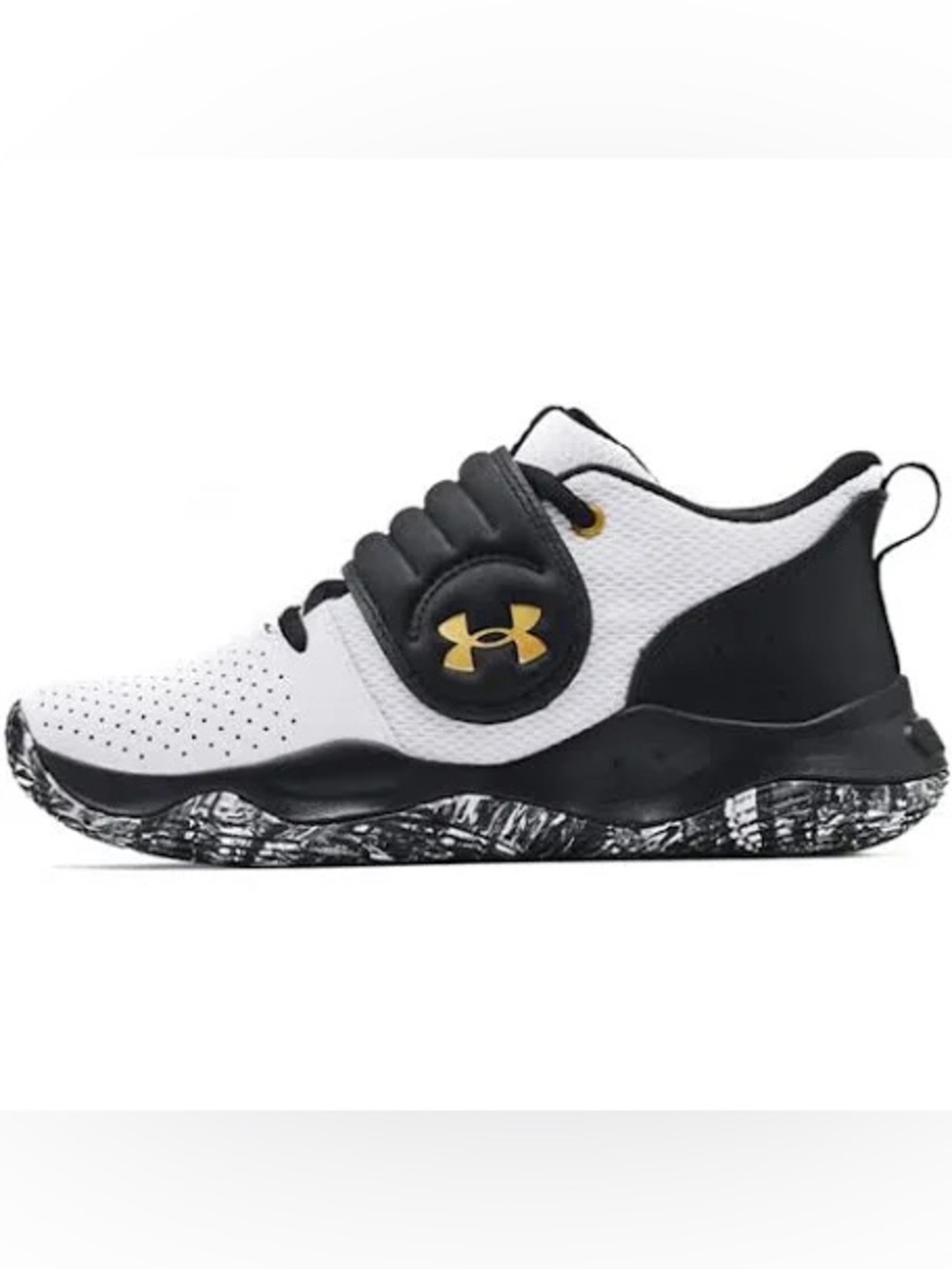 Under Armour Kids Zone Basketball White and Black Strap Sneakers 2Y